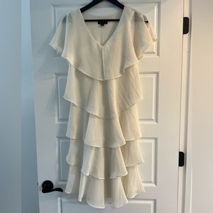 BCBGMaxAzria Cream Layered Midi Dress